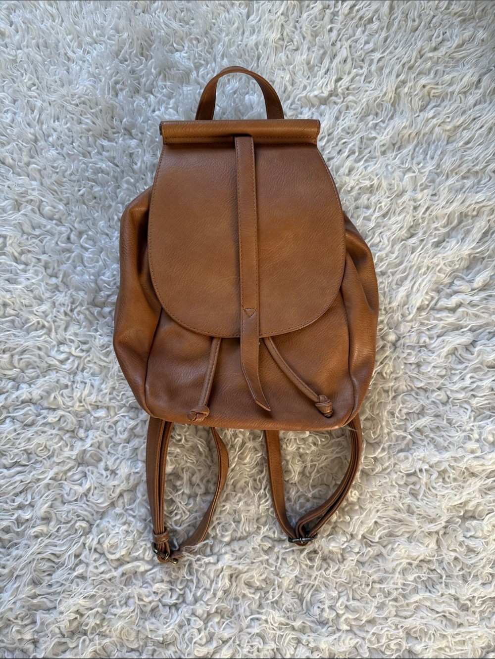 Leather Mini Backpack in Tan
